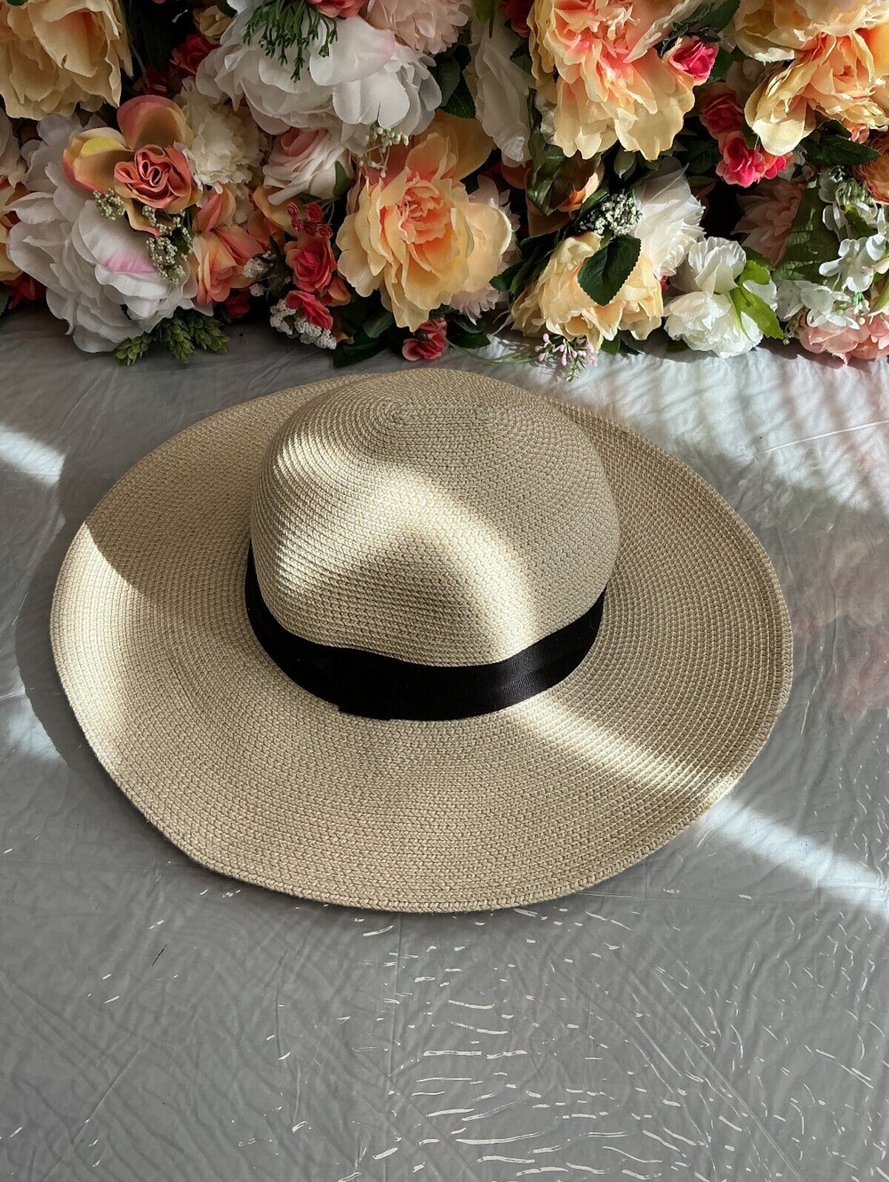 Solar Escape Wide Brim Sun Hat Tan Black Band One Size